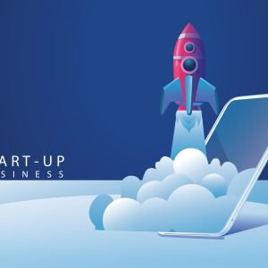 business-startup-launching-product-with-rocket-concept-template-and-backgrounds-illustration-business-project-startup-process-idea-through-planning-and-strategy-time-management-vector